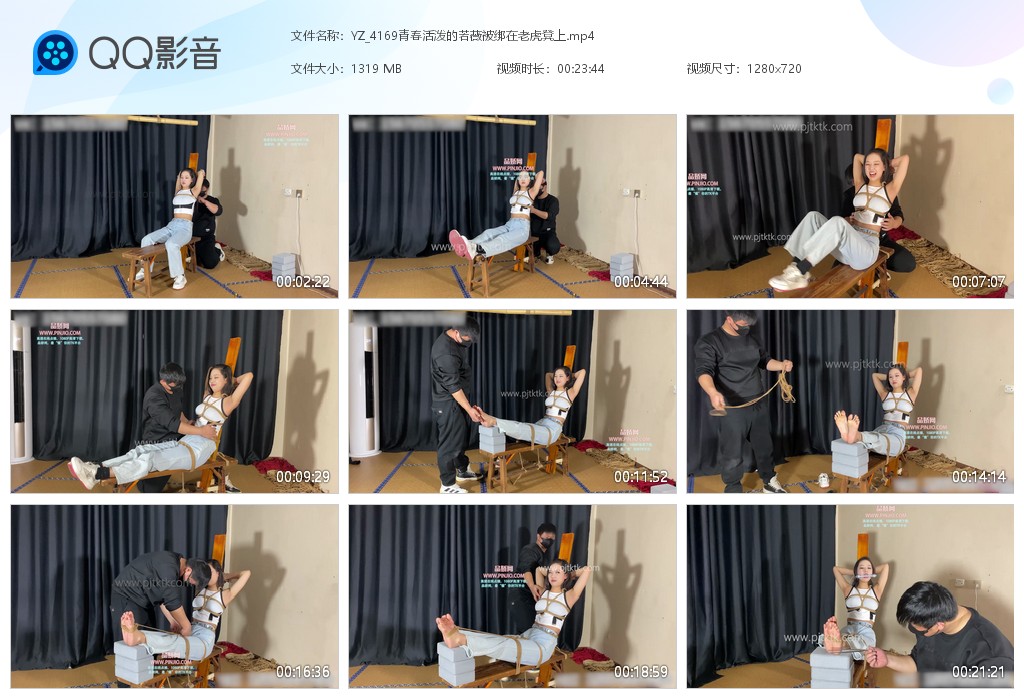 YZ_4169青春活泼的若薇被绑在老虎凳上